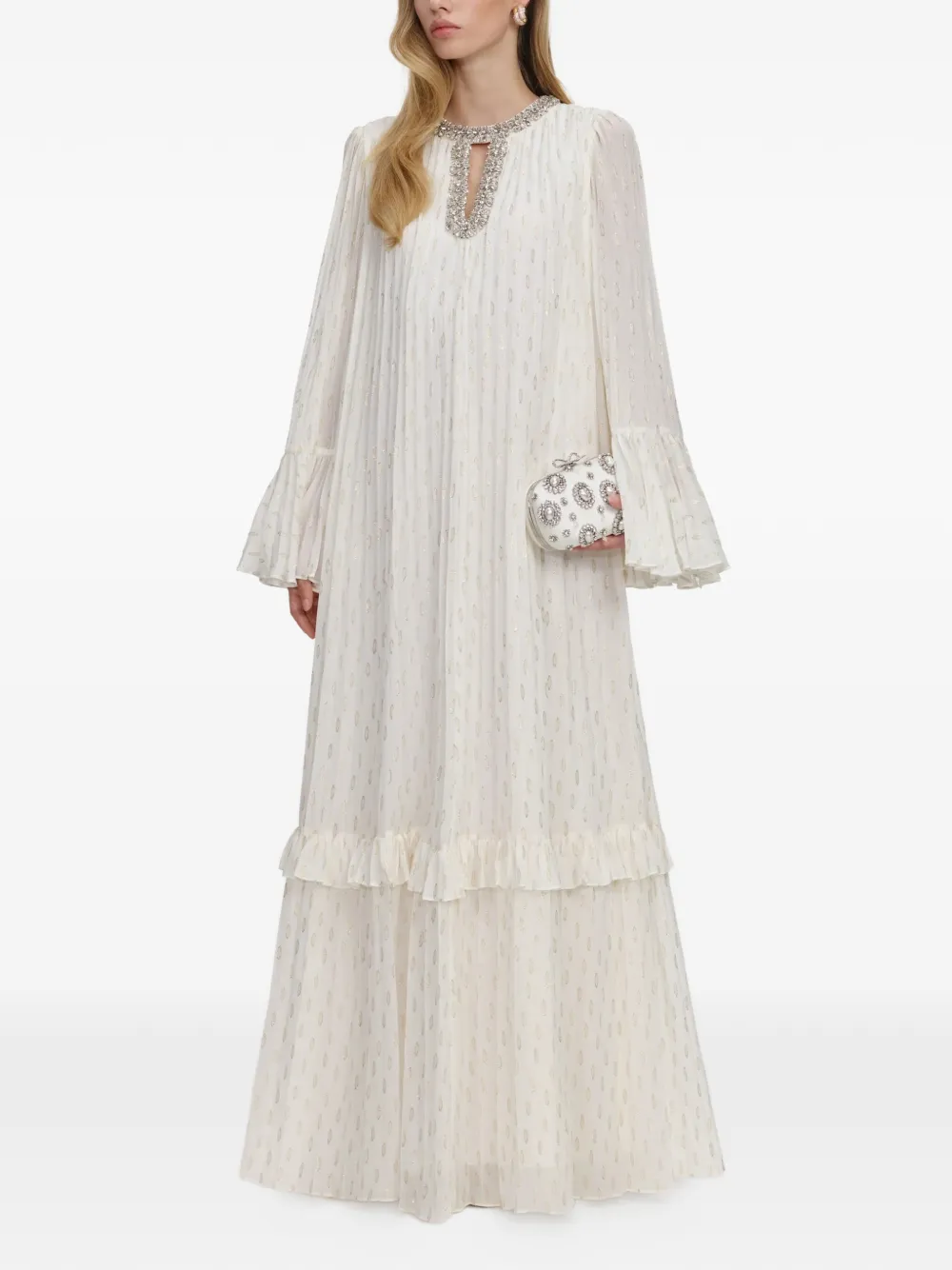 Self-Portrait ruffled maxi dress - Bianco