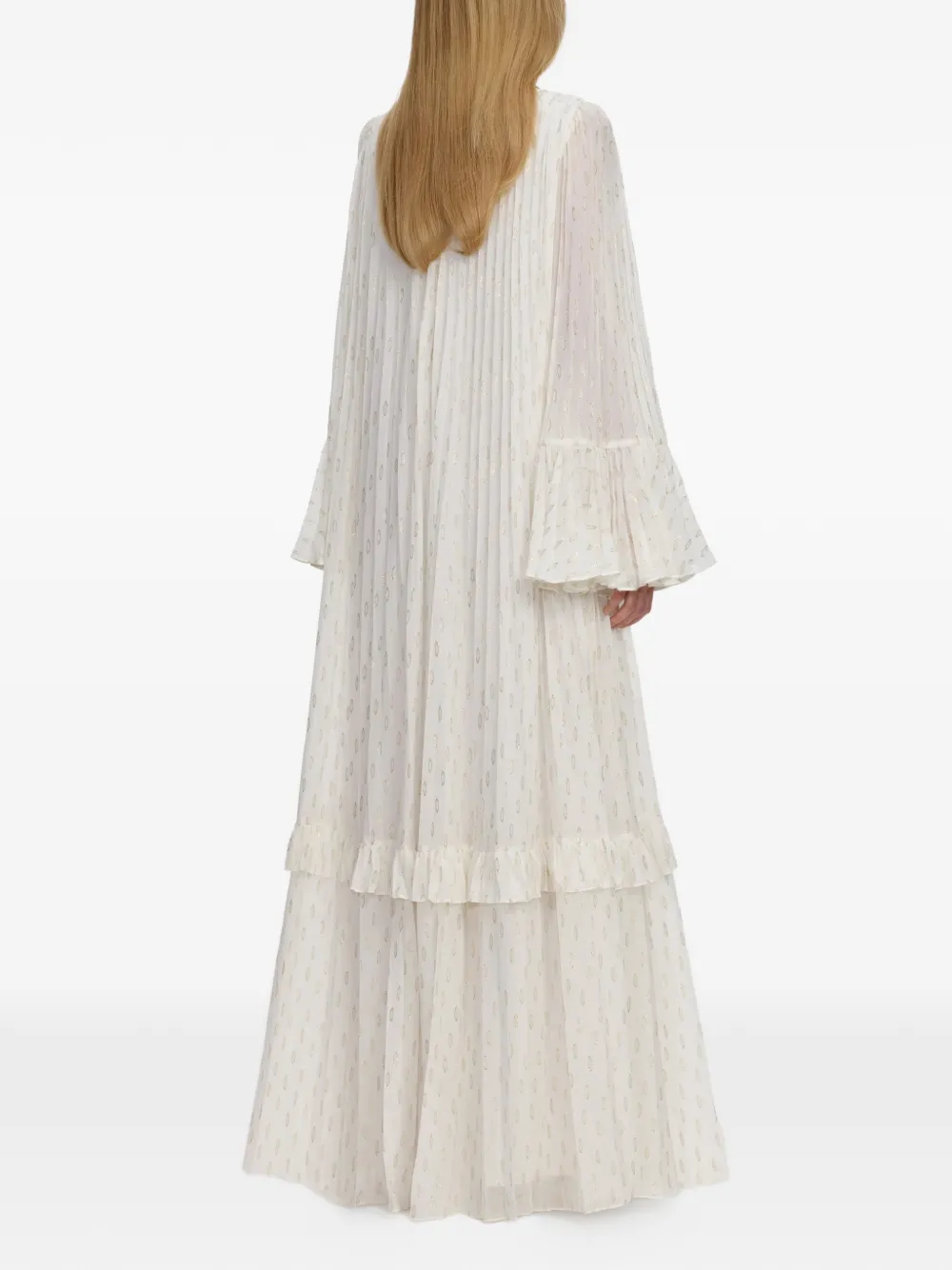Self-Portrait Maxi-jurk met ruches Wit