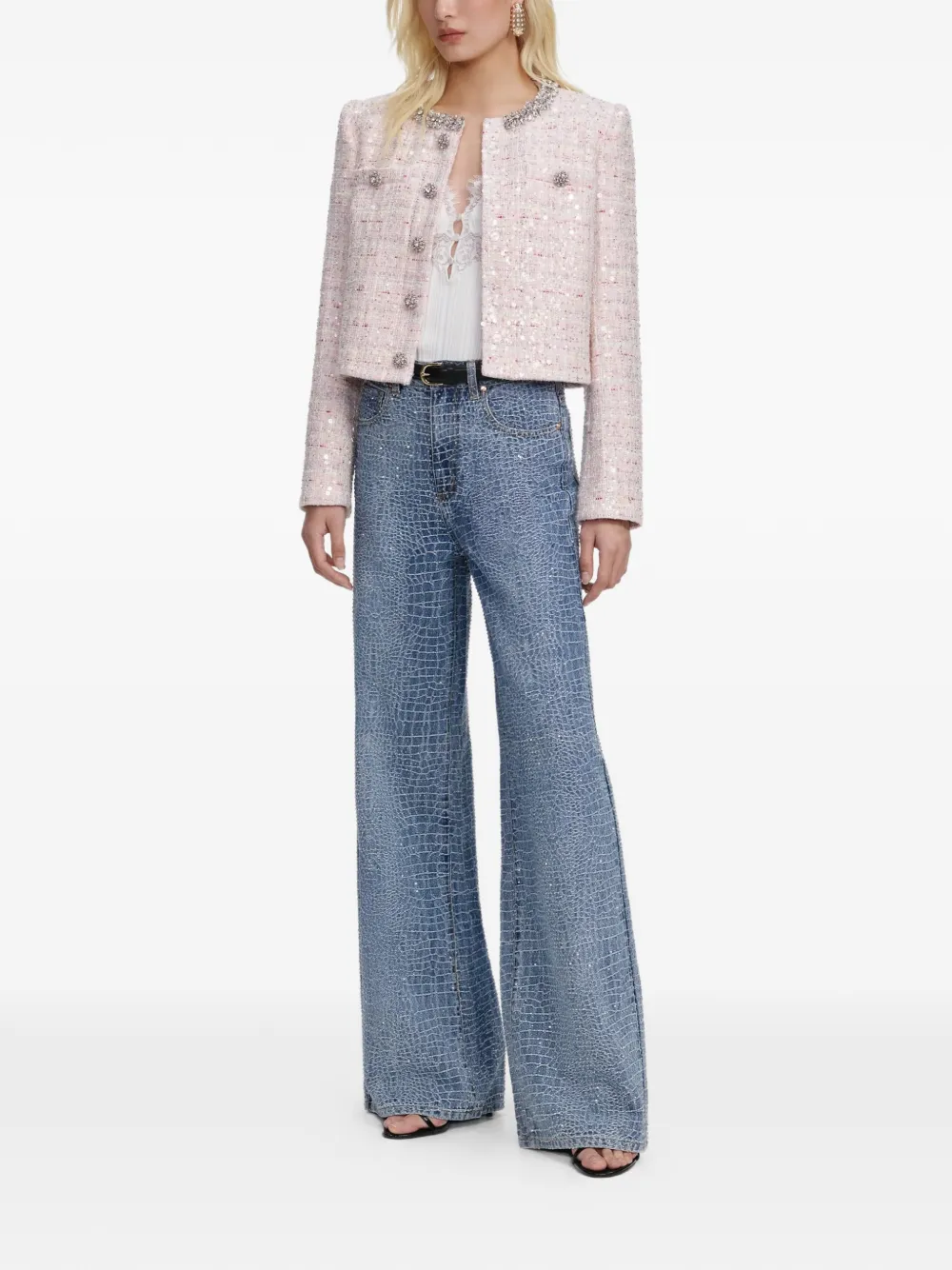  Self-portrait Embellished Jacket - Pink 