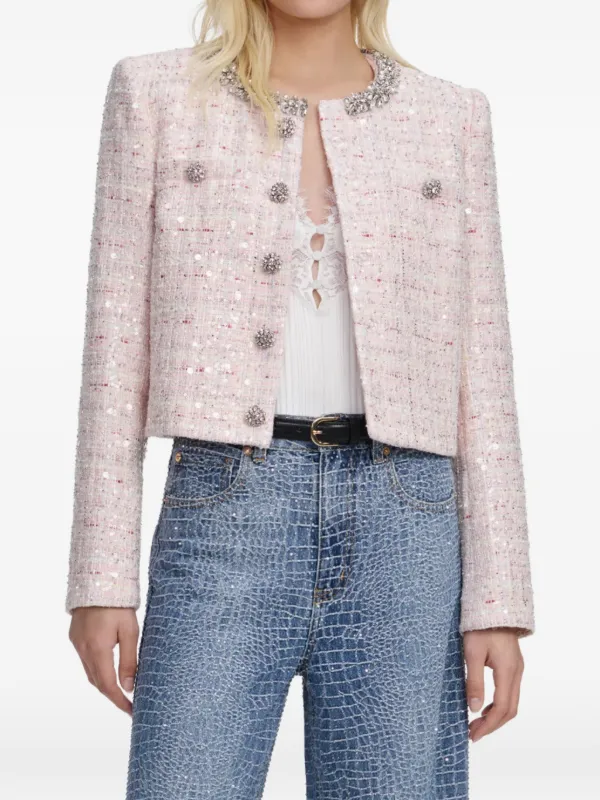 Self-Portrait Sequin Bouclé Jacket in Pink