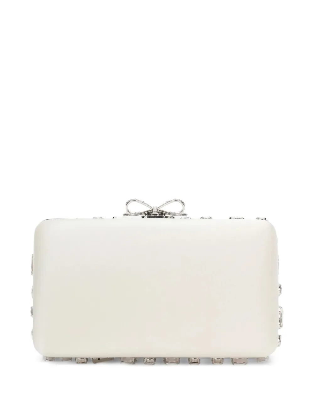  Self-portrait Self-portrait Cream Satin Crystal Clutch - Neutrals 