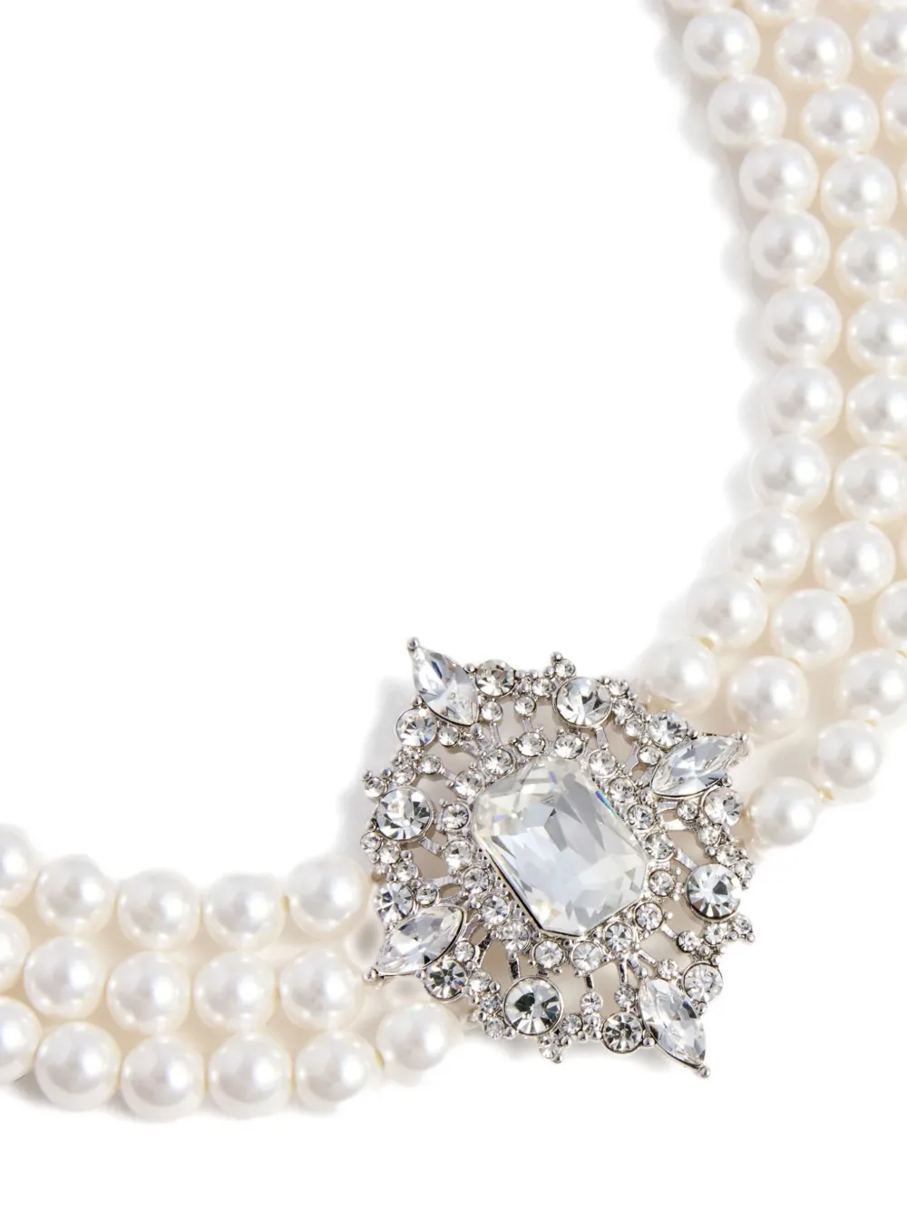  Self-portrait Pearl-embellished Necklace - Silver 