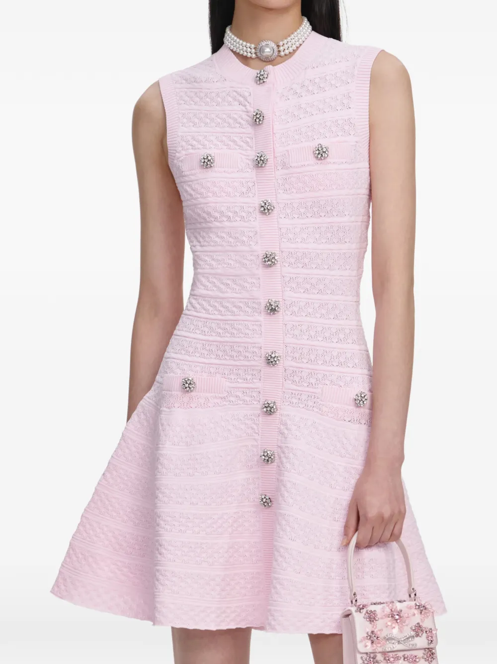 Self-Portrait buttoned A-line mini dress - Rosa