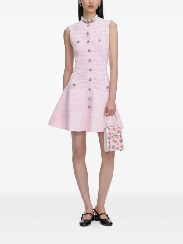 Self-Portrait pointelle-knit Mini Dress | Pink | FARFETCH ID Self-Portrait pointelle-knit Mini Dress | Pink | FARFETCH ID