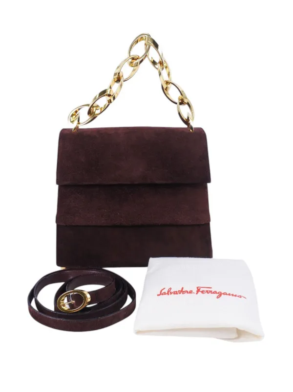 Ferragamo Pre-Owned 2000-2026 スエード チェーン サッチェルバッグ 