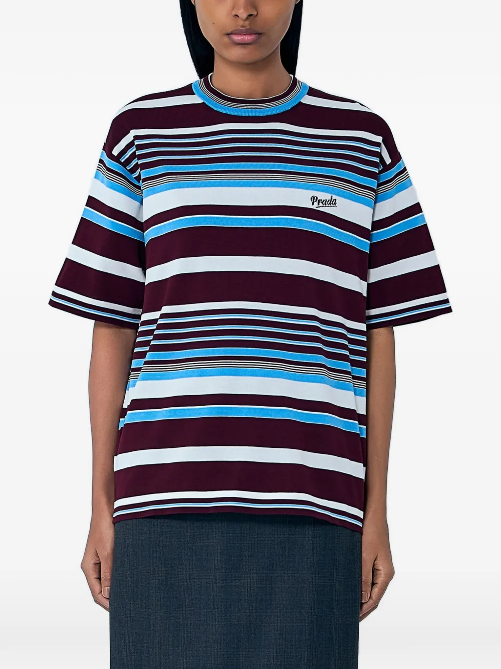 Prada striped crew-neck T-shirt - Rot