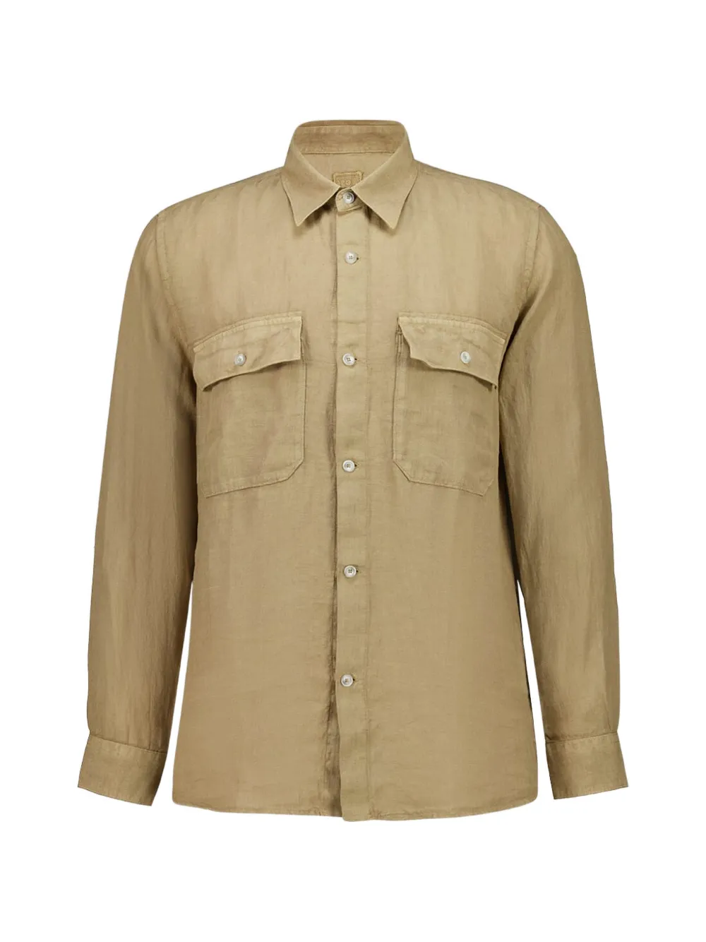 120% Lino buttoned flap-pockets linen shirt - Toni neutri