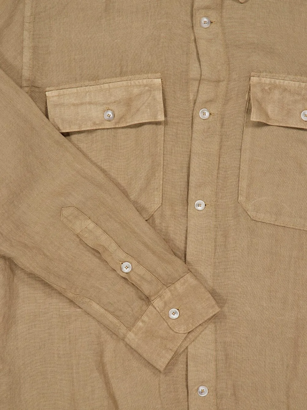 Buttoned Flap-Pockets Linen Shirt
