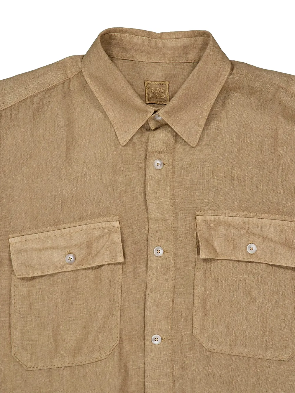 Buttoned Flap-Pockets Linen Shirt