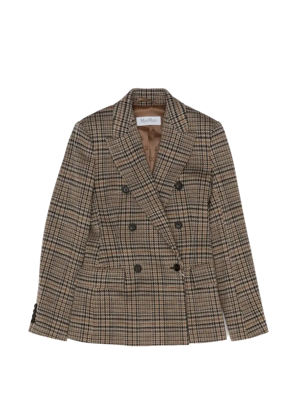 Max Mara double-breasted check blazer - Toni neutri