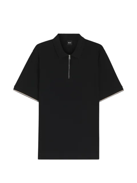 BOSS zipped ribbed polo shirt