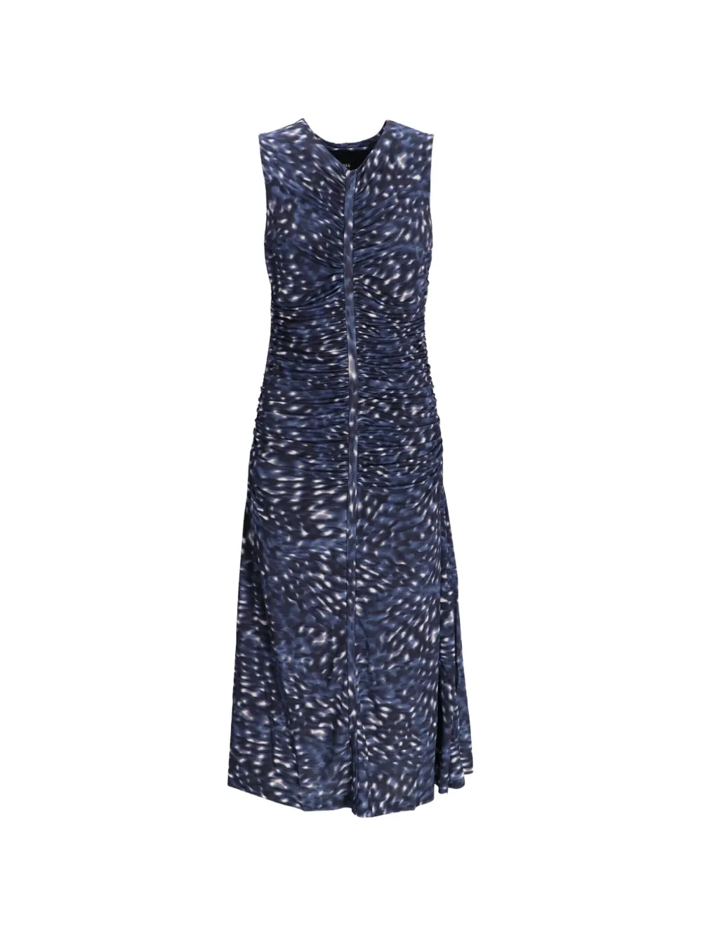 BOSS gathered printed design dress - Blu