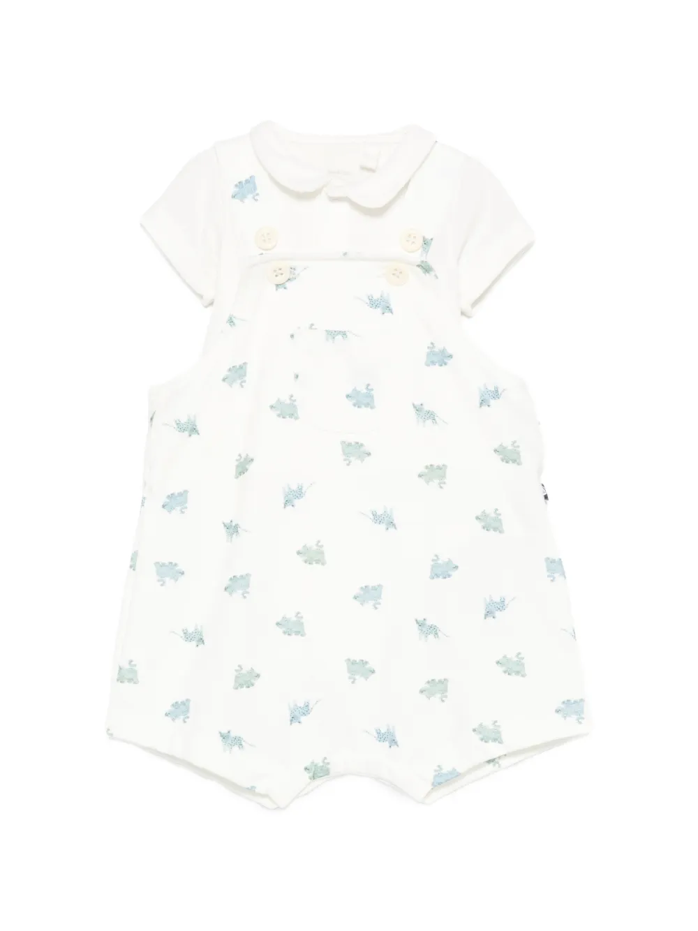 Petit Bateau Peter-Pan collar dungaree set - Bianco
