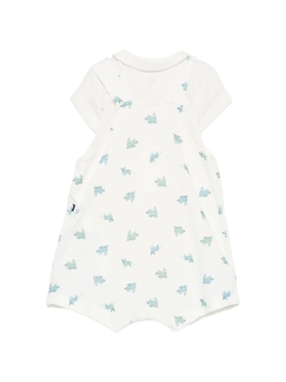  Petit Bateau Peter-pan Collar Dungaree Set - White 