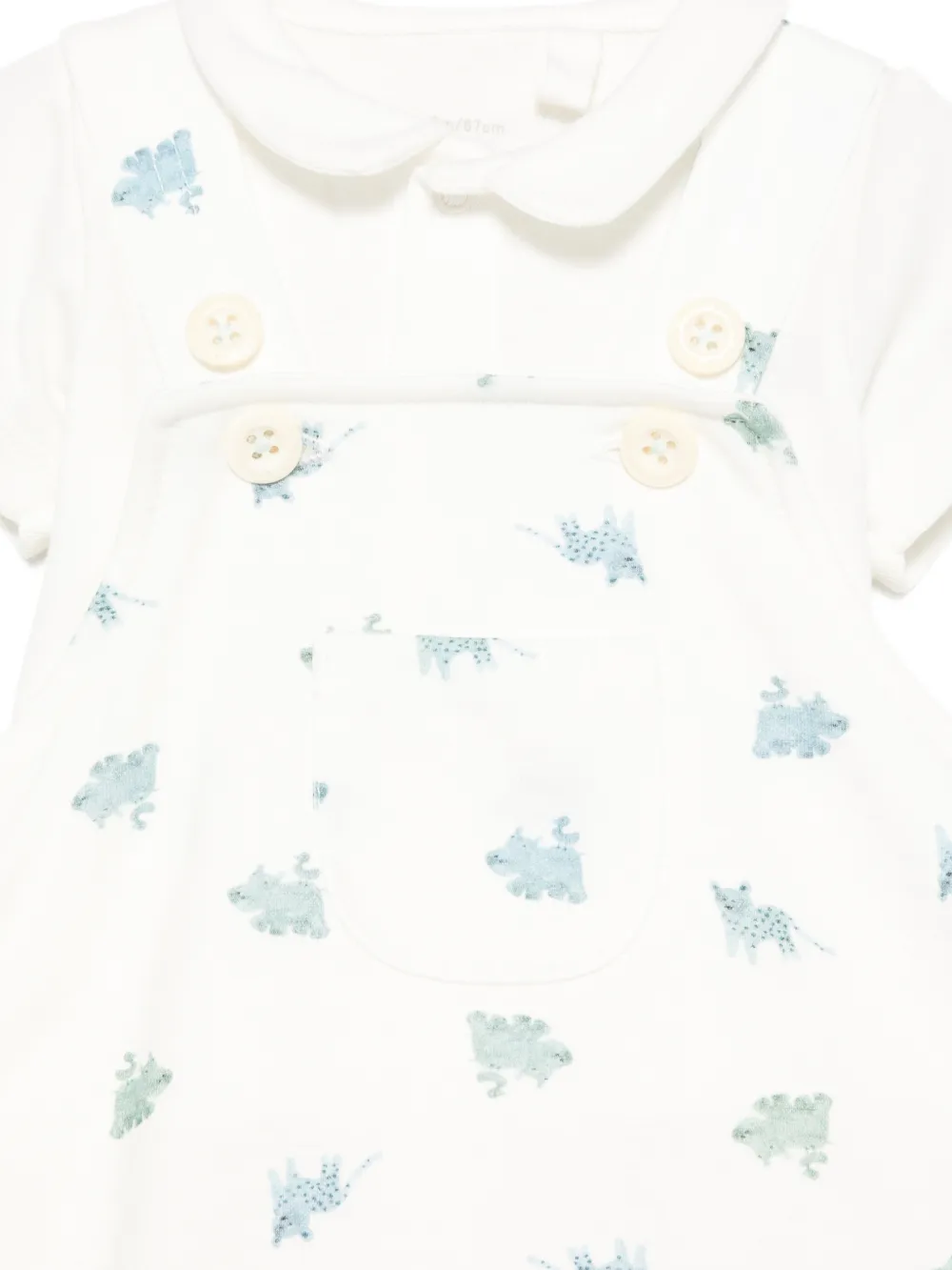  Petit Bateau Peter-pan Collar Dungaree Set - White 
