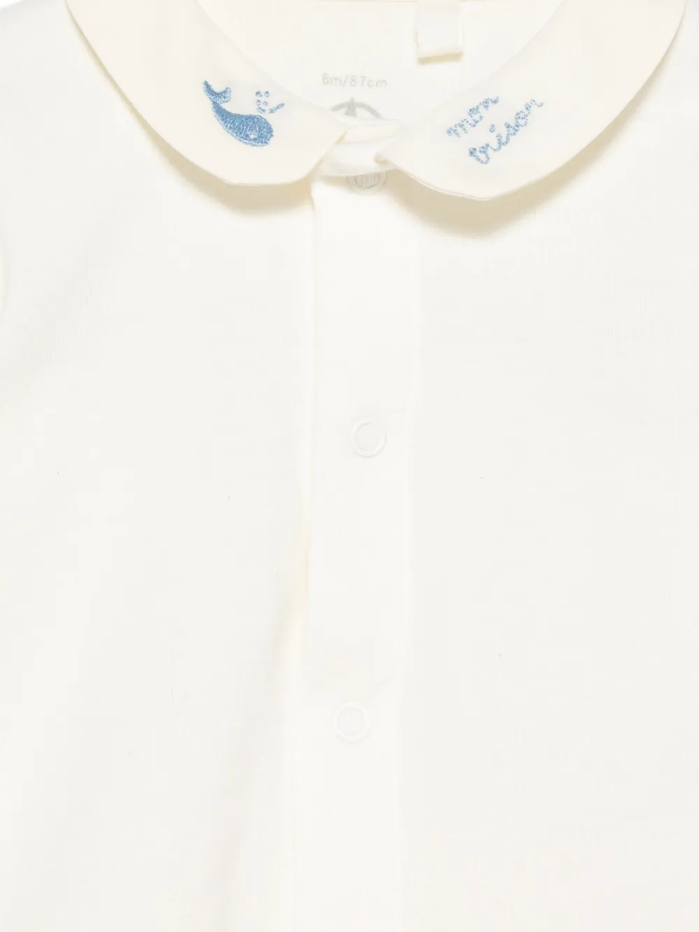 Petit Bateau Romper met geborduurde kraag Beige