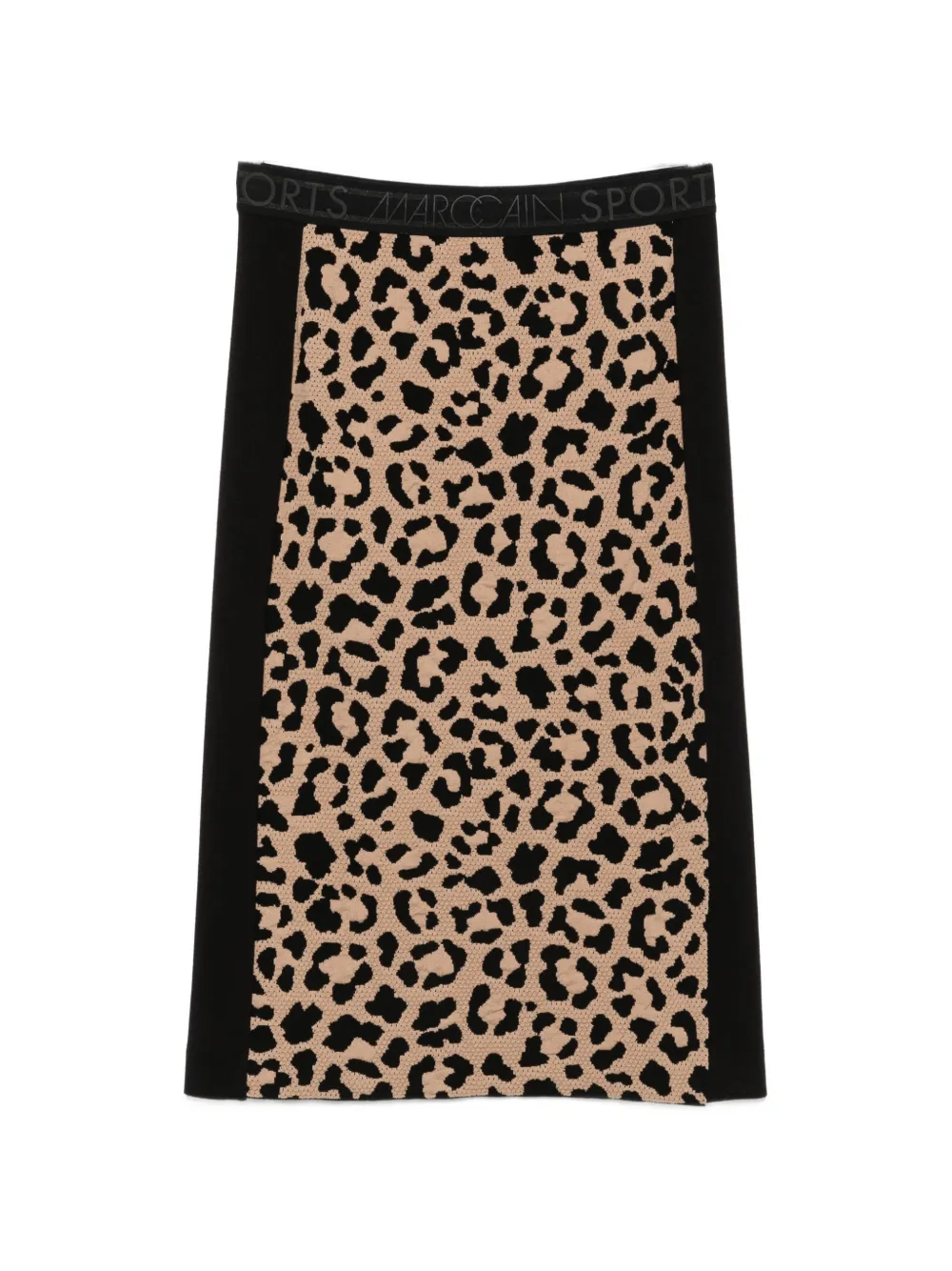 MARCCAIN leopard-print logo-waistband midi skirt - Nude