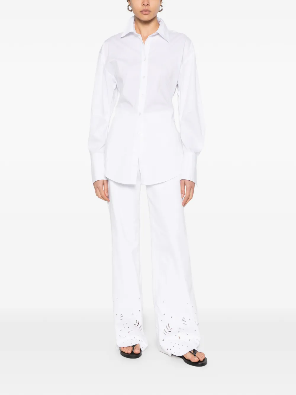 MARCCAIN Straight jeans met gewelfde afwerking Wit
