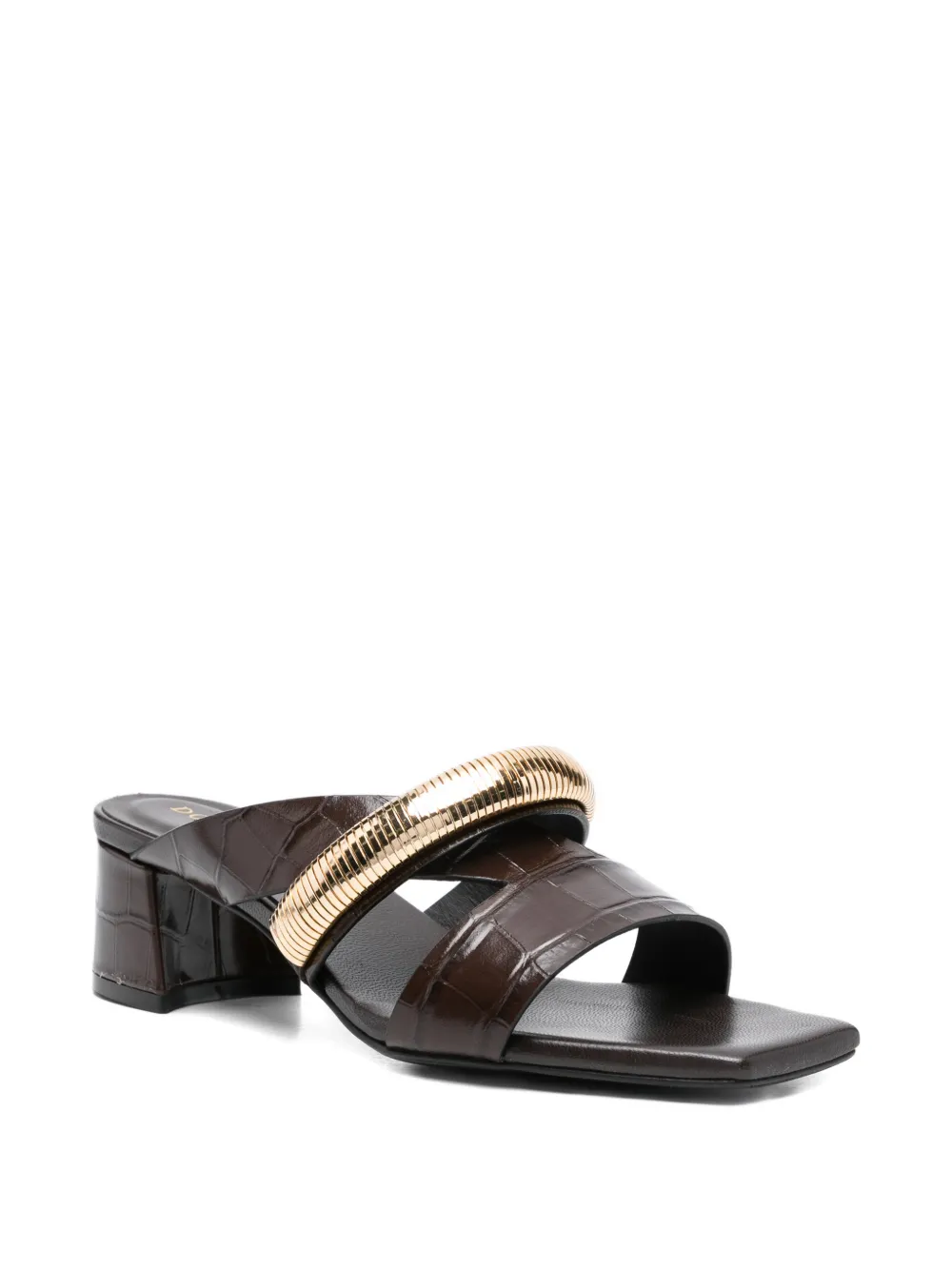  Donnarì Croc-effect Strap Sandals - Brown 