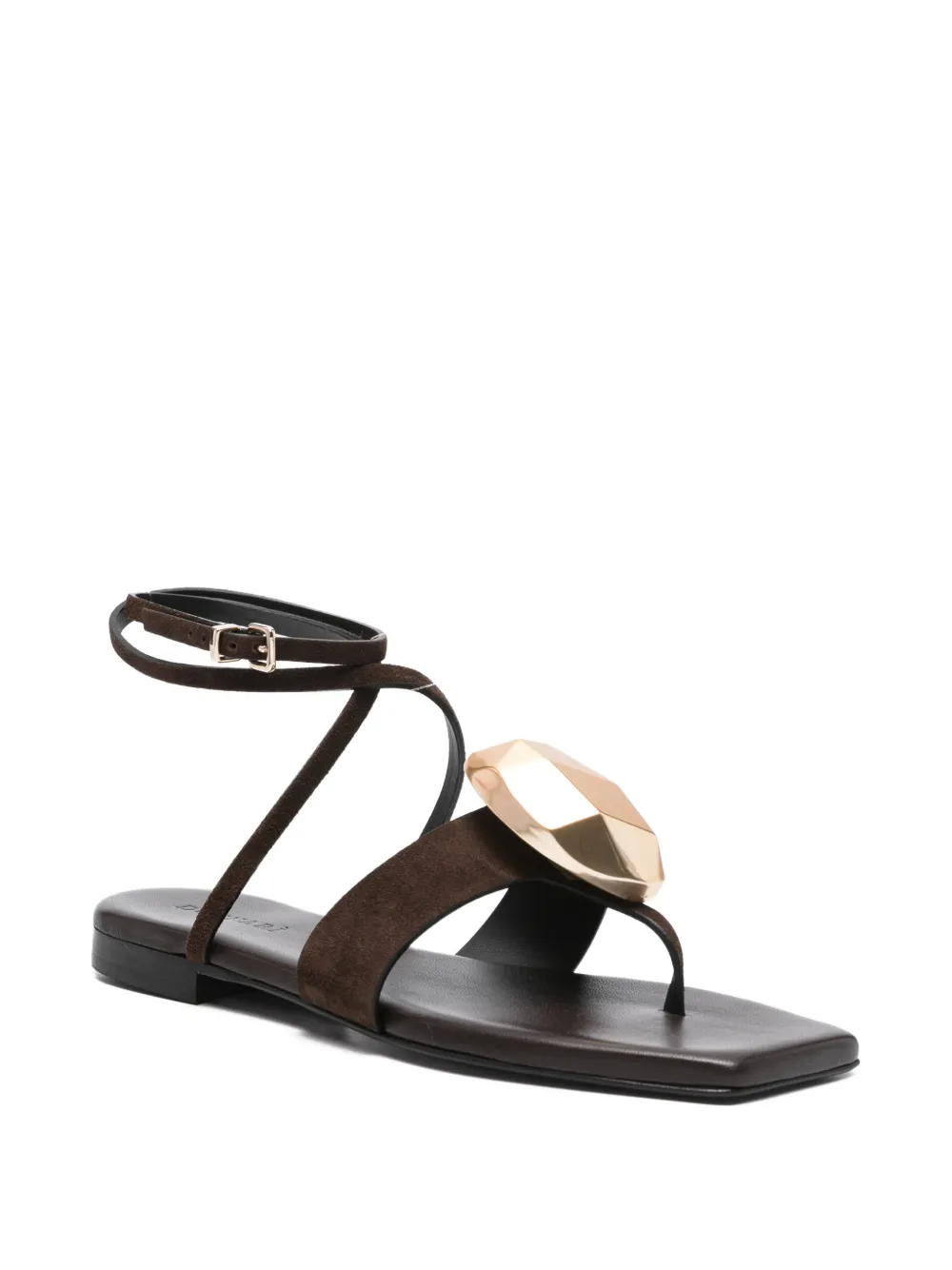  Donnarì Gold-tone-embellishment Ankle-strap Sandals - Brown 