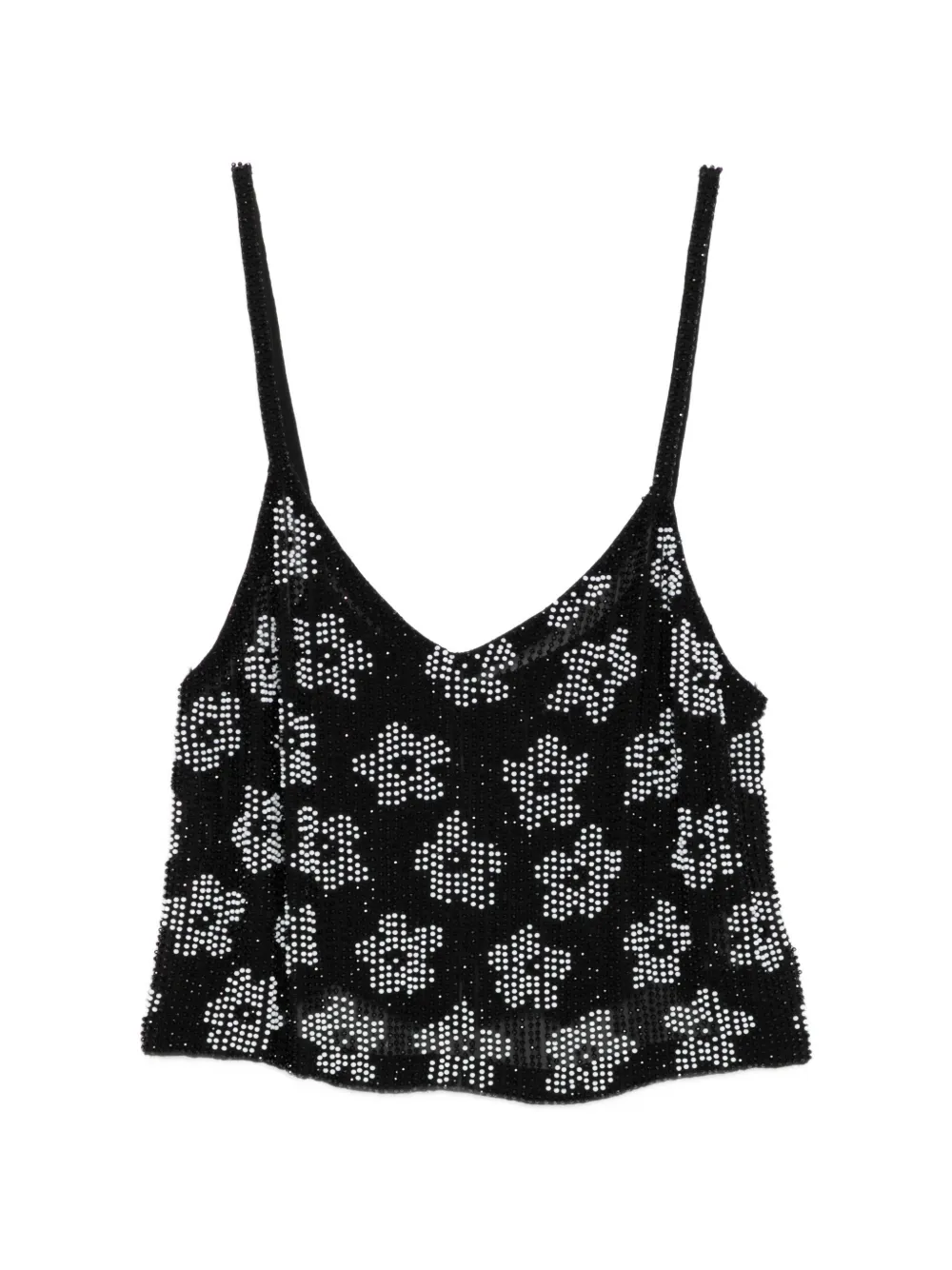 Ashish Floral Sequin Top In Black