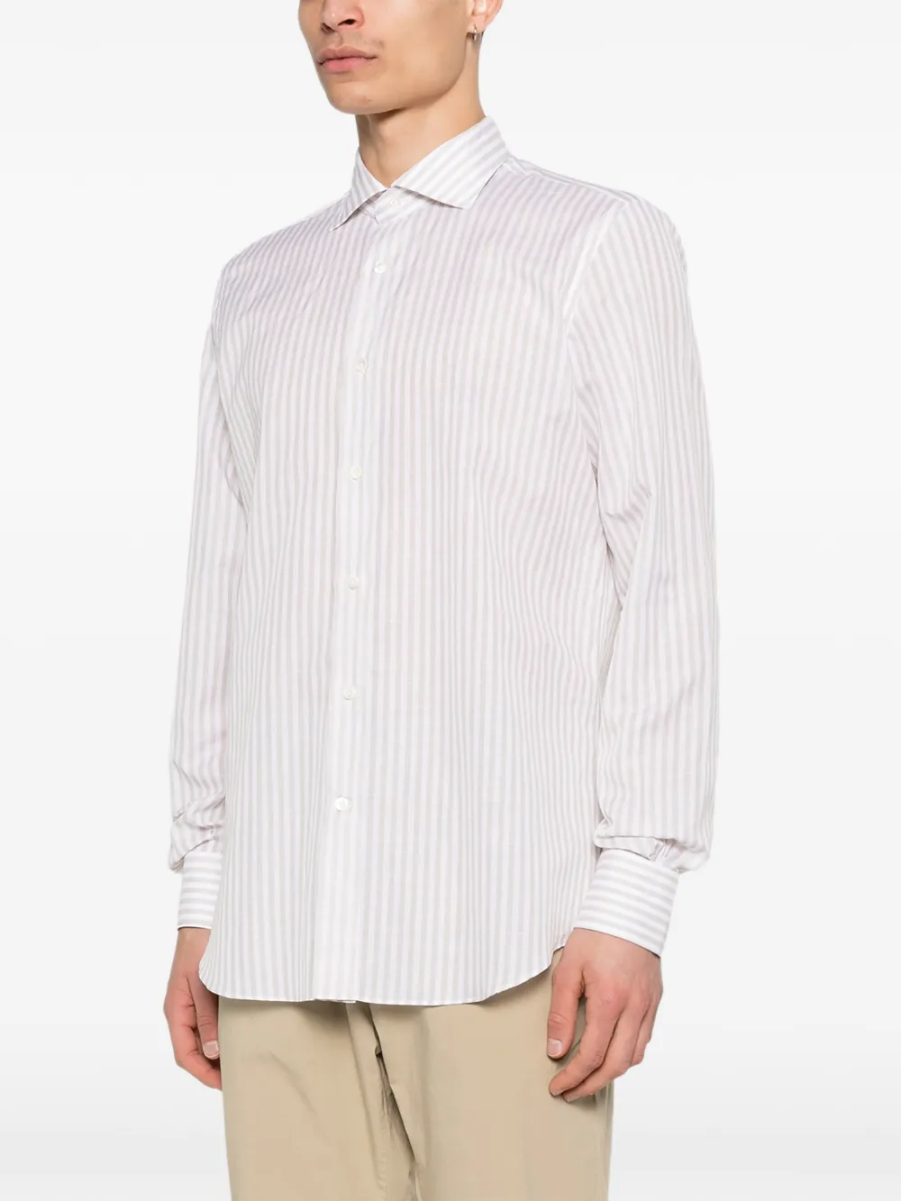  Mazzarelli Striped Button Shirt - White 