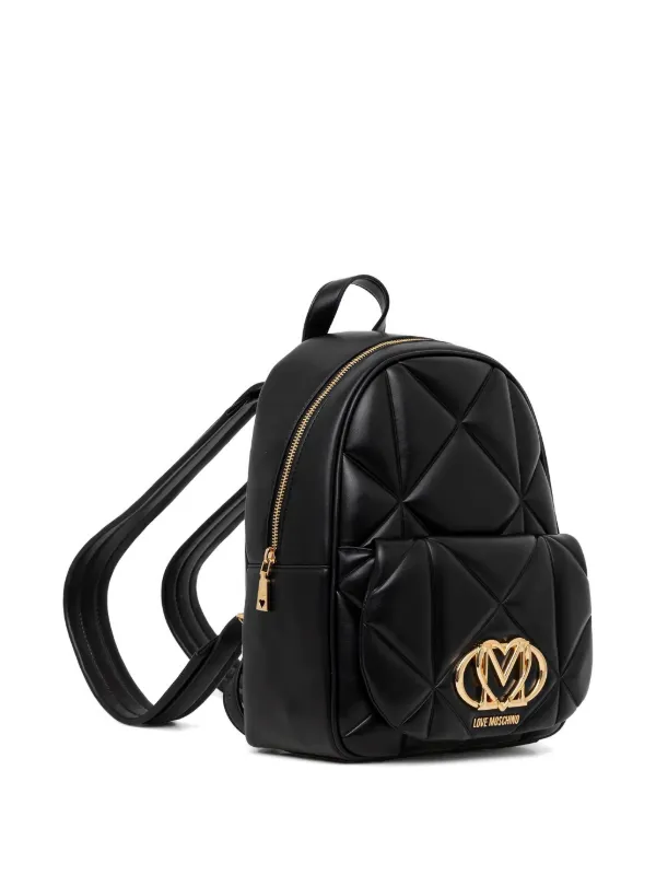 Love Moschino Quilted logo-detail Backpack | Black | FARFETCH HK