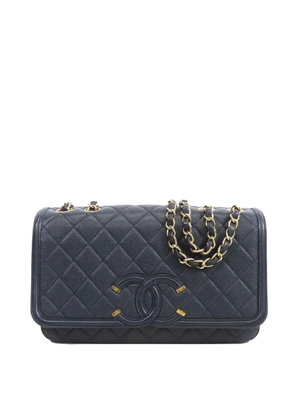 CHANEL Pre-Owned 2016-2017 Medium Quilted Caviar CC Filigree Flap crossbody bag - Blu