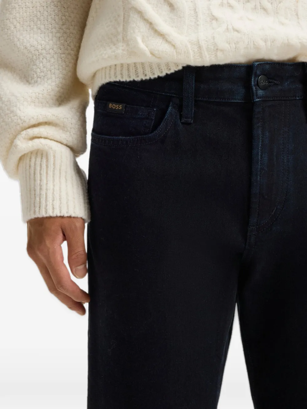 BOSS Slim-fit jeans met tonaal stiksel Blauw