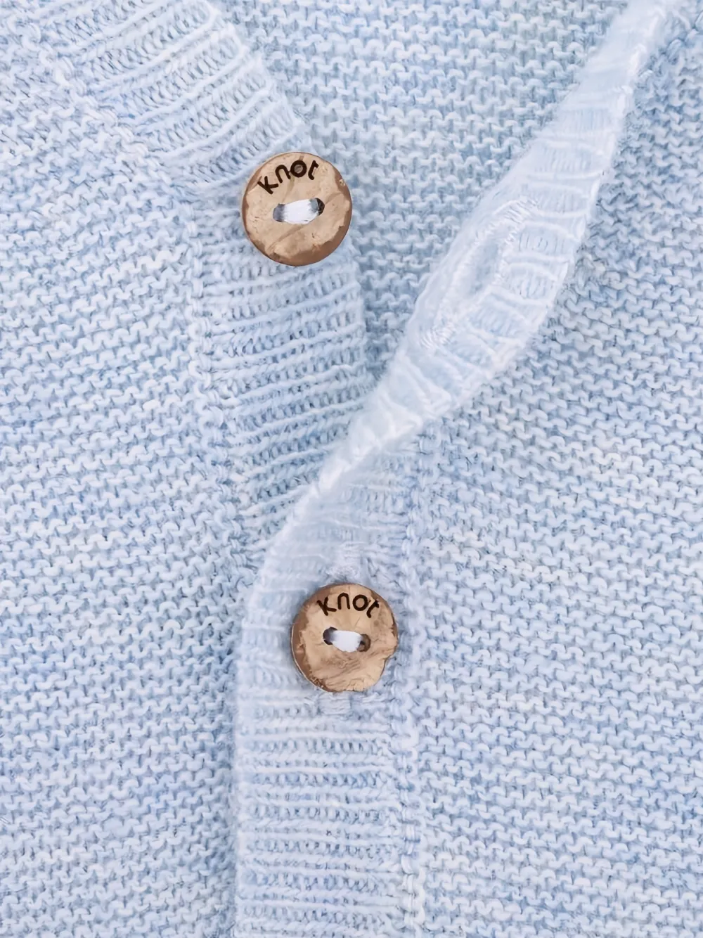  Knot Button V-neck Cardigan - Blue 