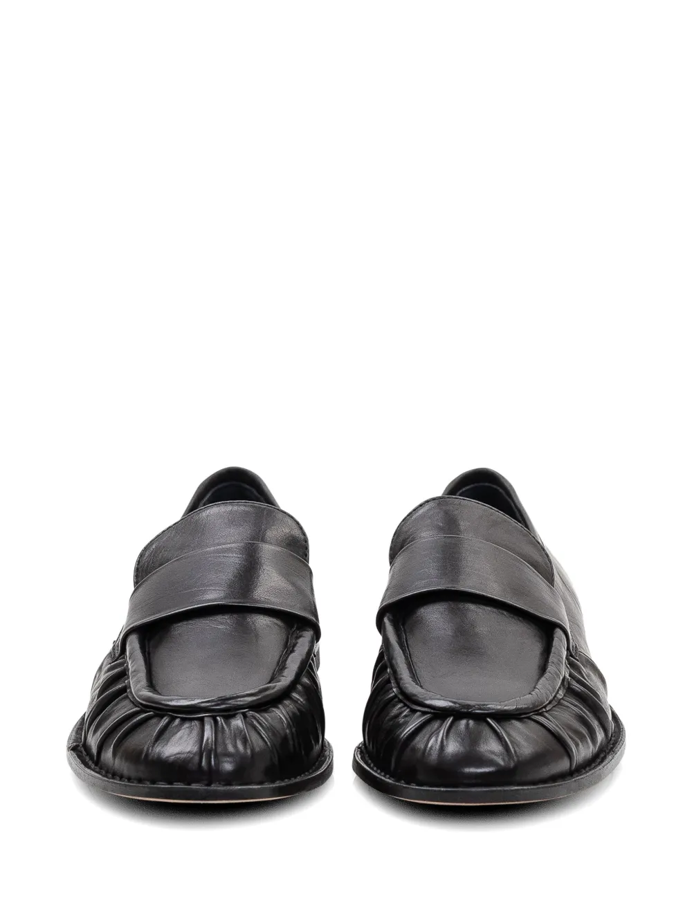  Ducanero Gathered Leather Loafers - Black 