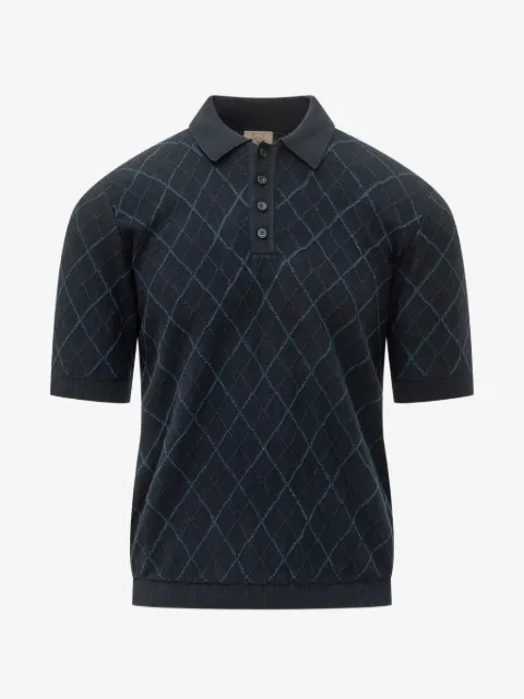 RAKKI diamond-pattern intarsia polo shirt