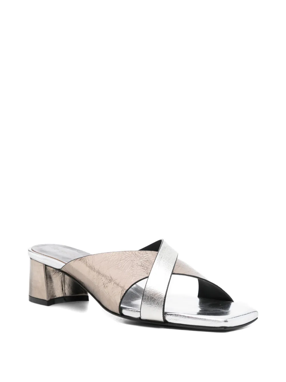  Donnarì Crossover-strap Leather Sandals - Silver 