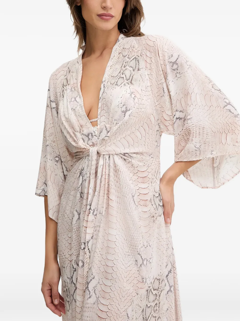 Melissa Odabash Wisdom maxi-jurk met print Beige