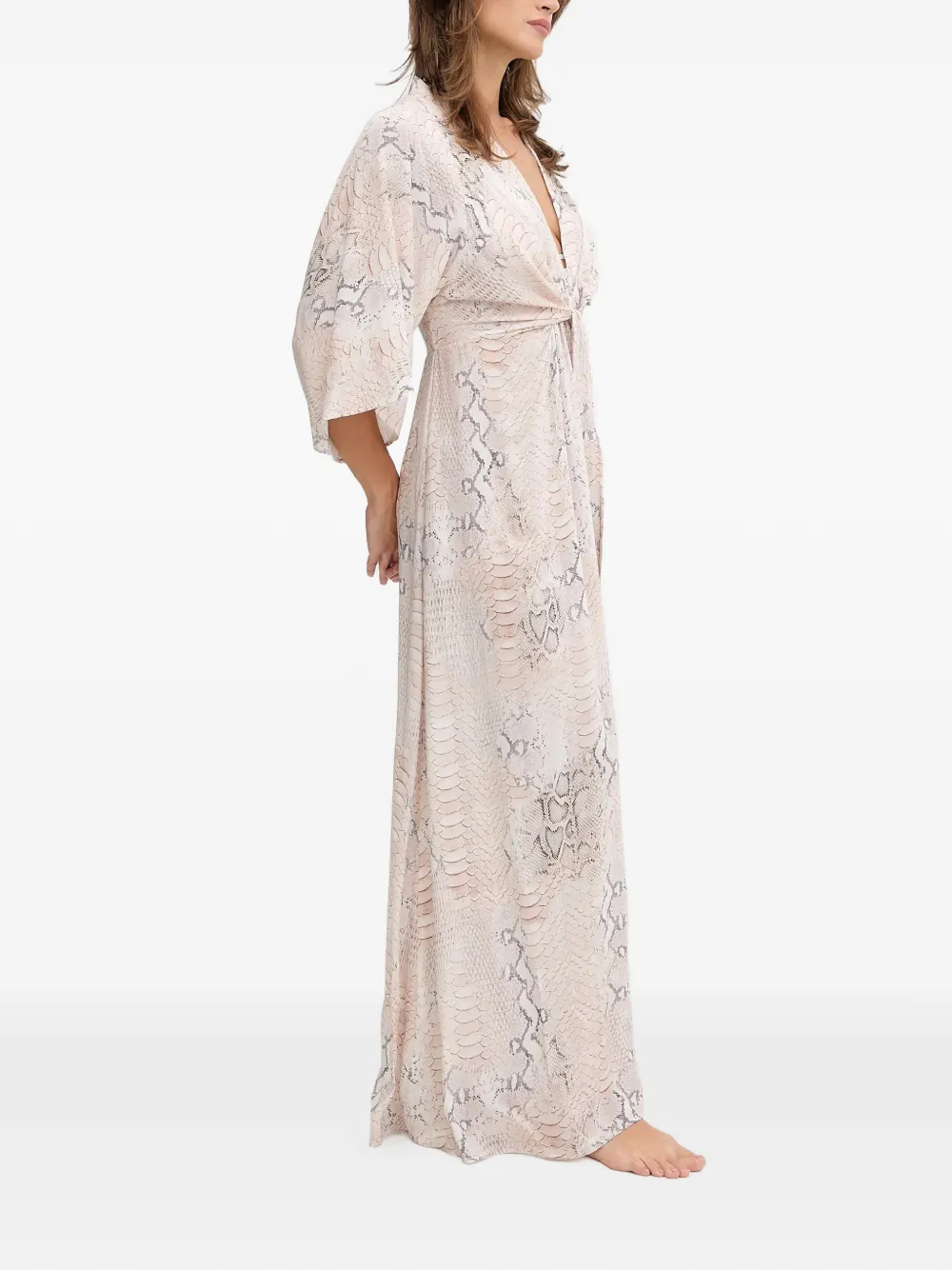 Melissa Odabash Wisdom maxi-jurk met print Beige