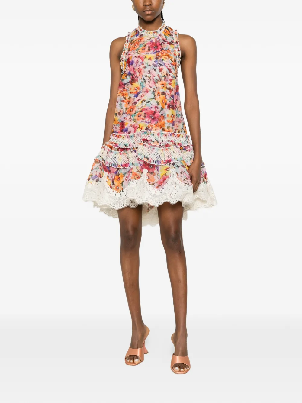 ZIMMERMANN Mini-jurk met bloemenprint Wit