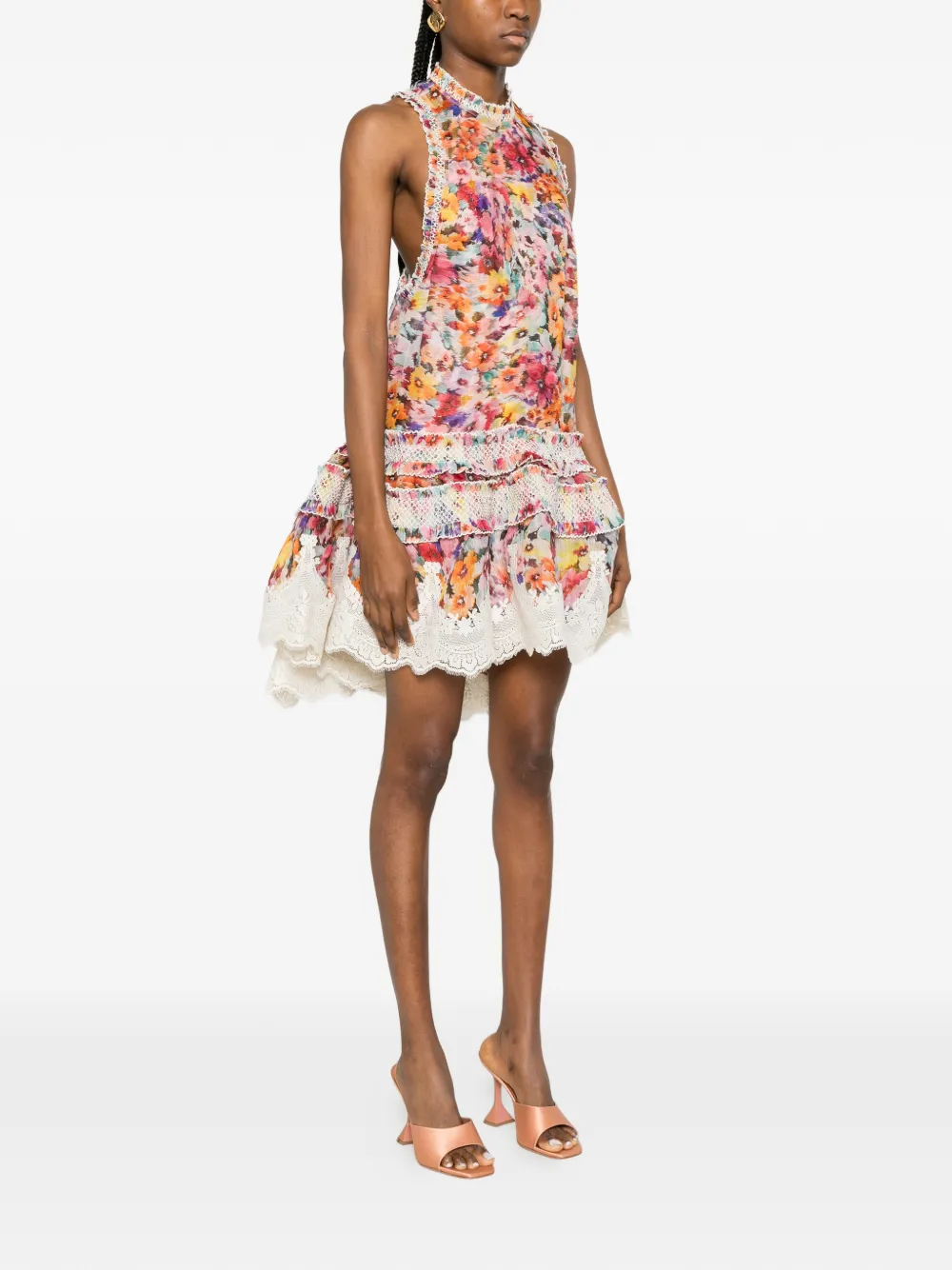 ZIMMERMANN Mini-jurk met bloemenprint Wit