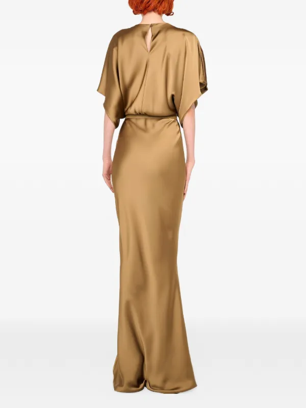 norma kamali dress brown Knitted maxi dress in brown - Norma Kamali