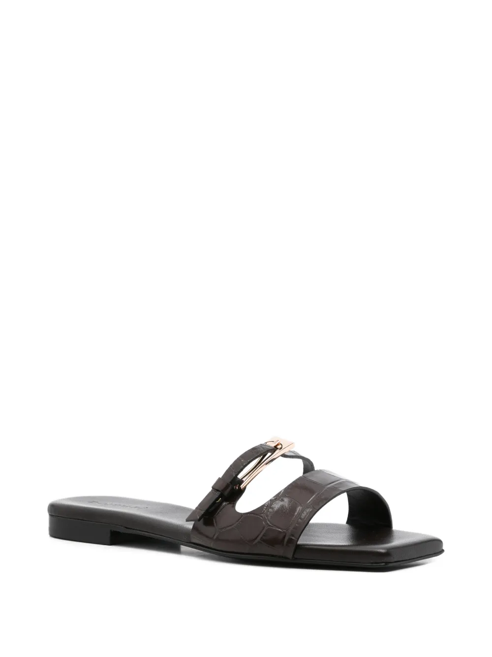  Donnarì Buckle Detail Leather Sandals - Brown 