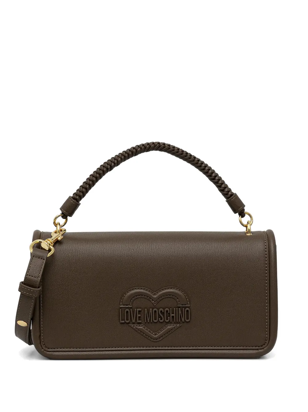 Love Moschino embossed-heart braided cross body bag - Marrone