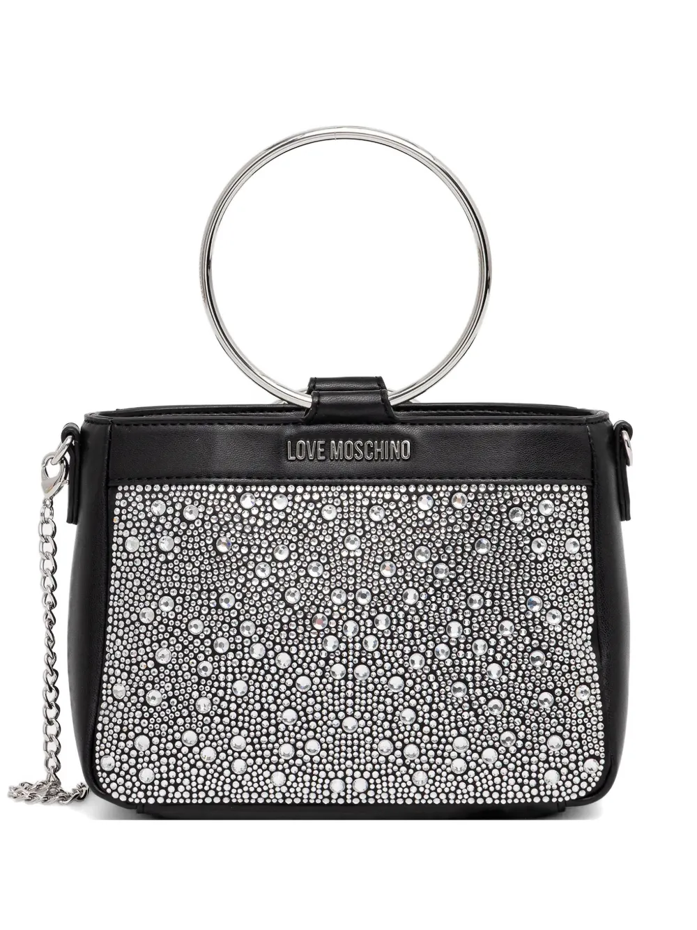 Love Moschino rhinestone ring-handle tote bag - Nero