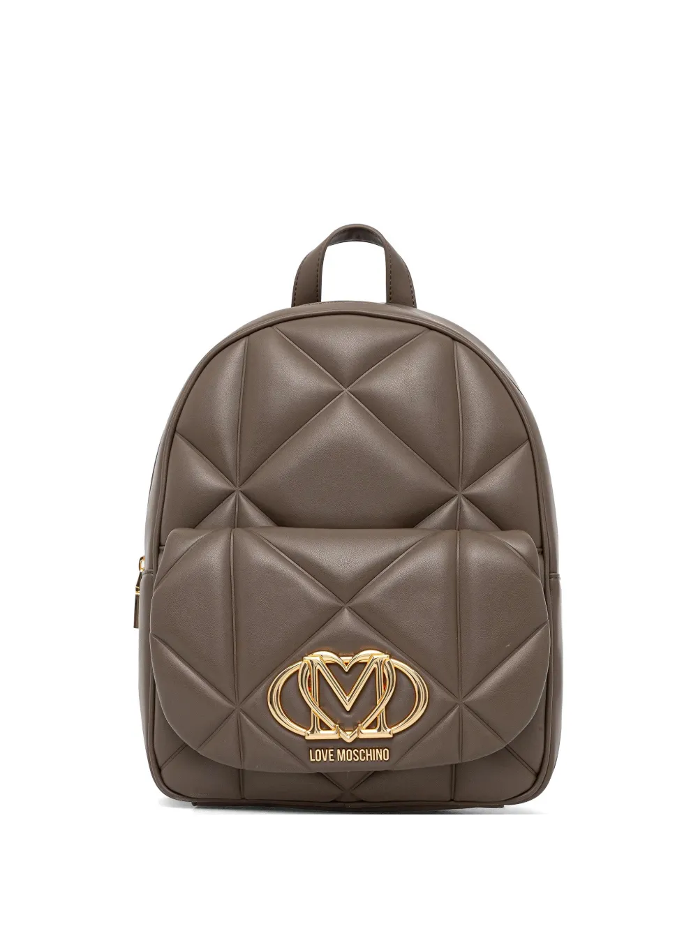 Love Moschino quilted logo-plaque backpack - Marrone