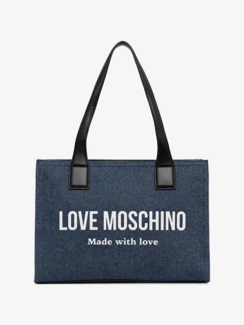 Love Moschino logo-print denim tote bag