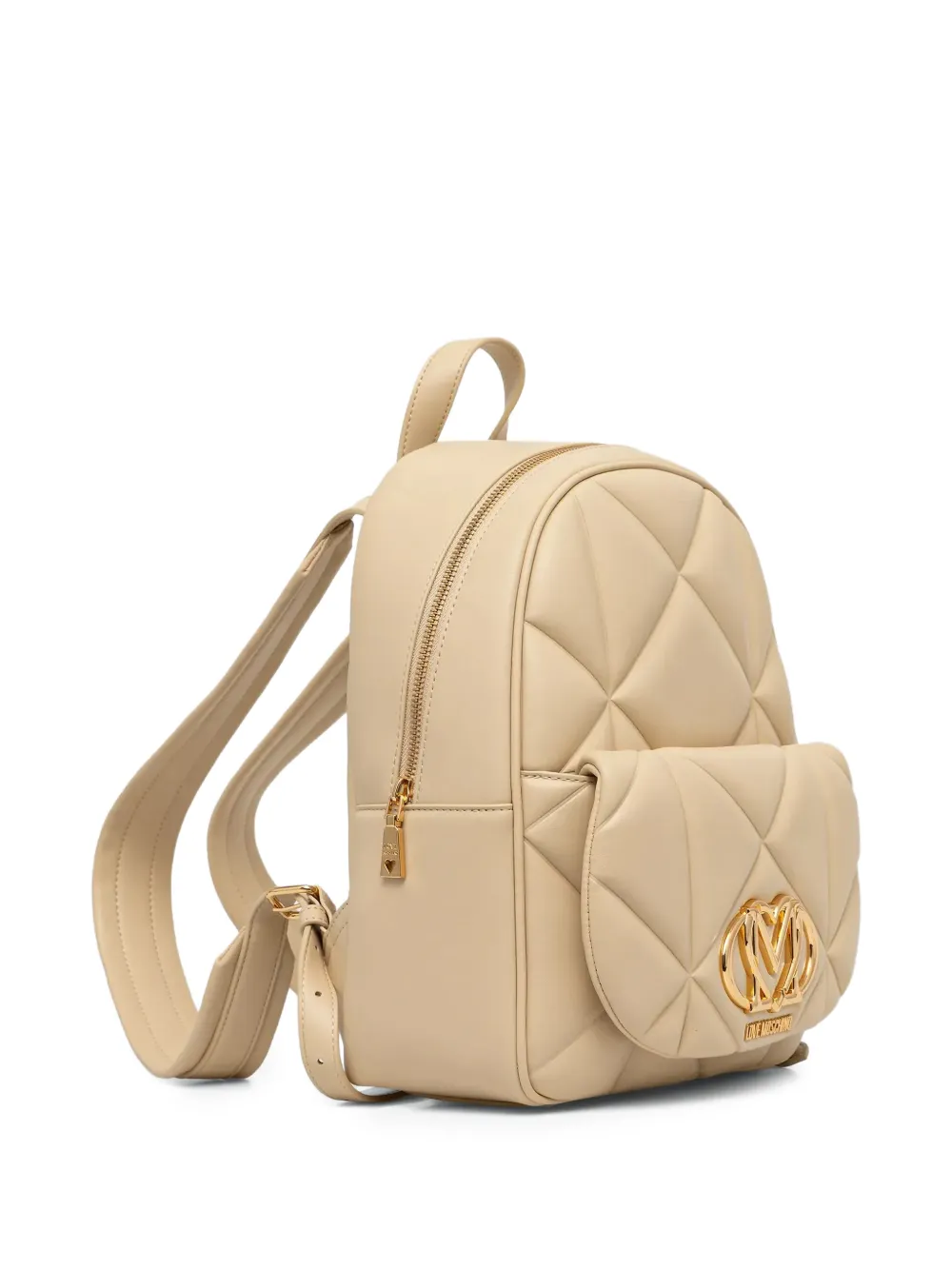 Love Moschino Gewatteerde rugzak met logoplakkaat Beige