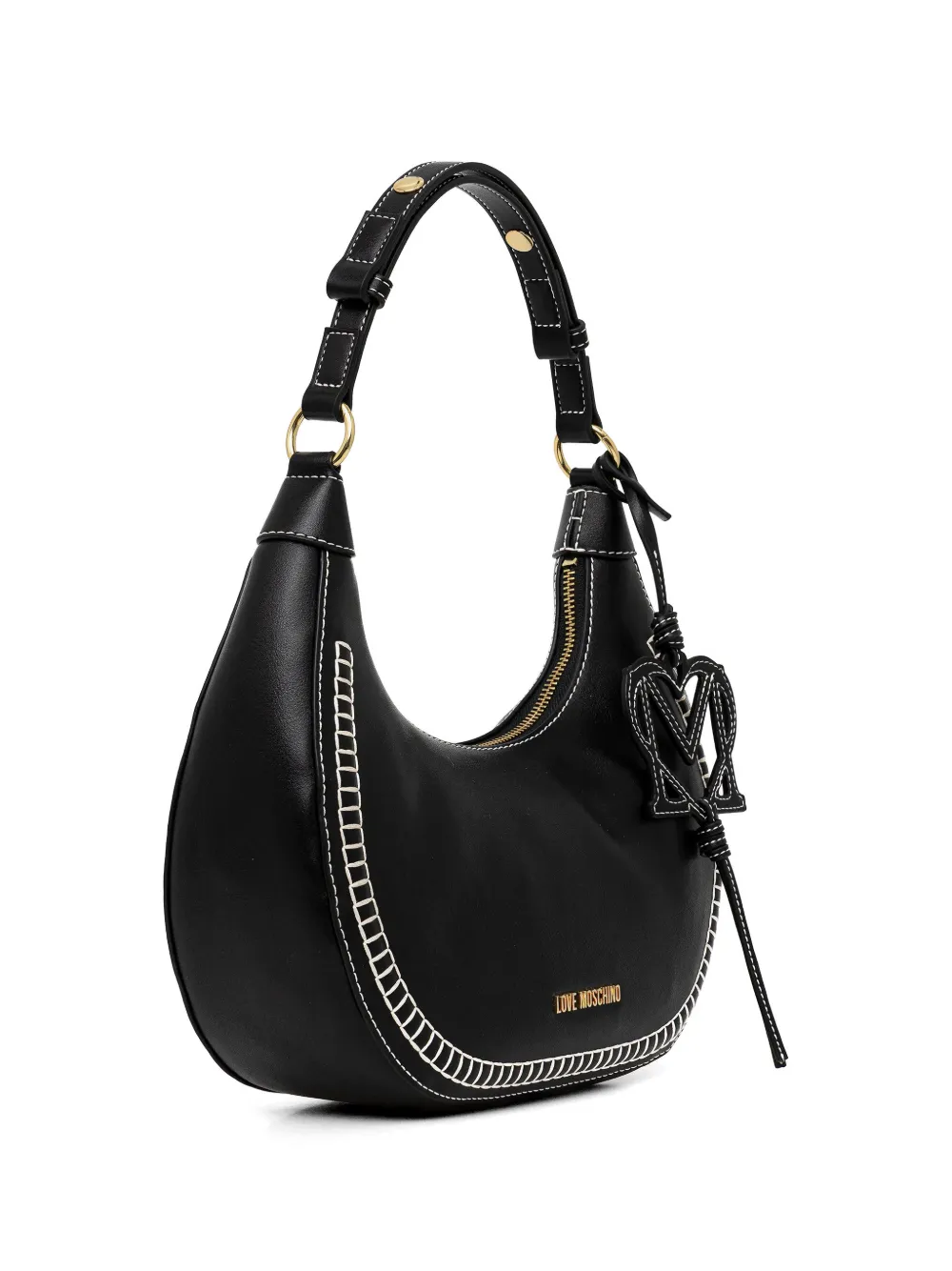 Love Moschino Shopper met logodetail en stiksel Zwart