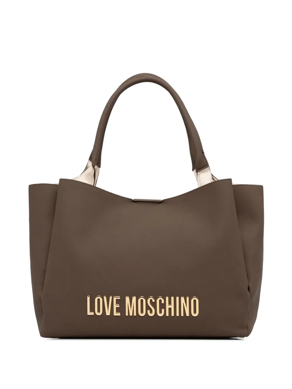 Love Moschino logo-plaque tote bag - Marrone