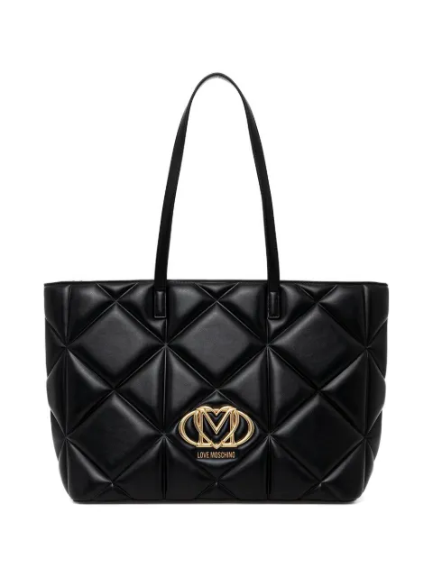 Love Moschino quilted logo-plaque tote bag