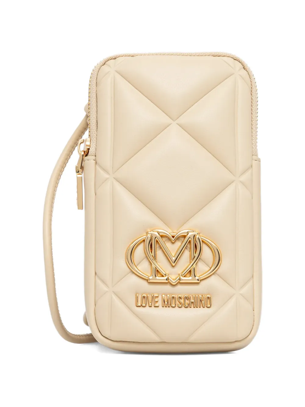 Love Moschino quilted logo-plaque phone bag - Toni neutri