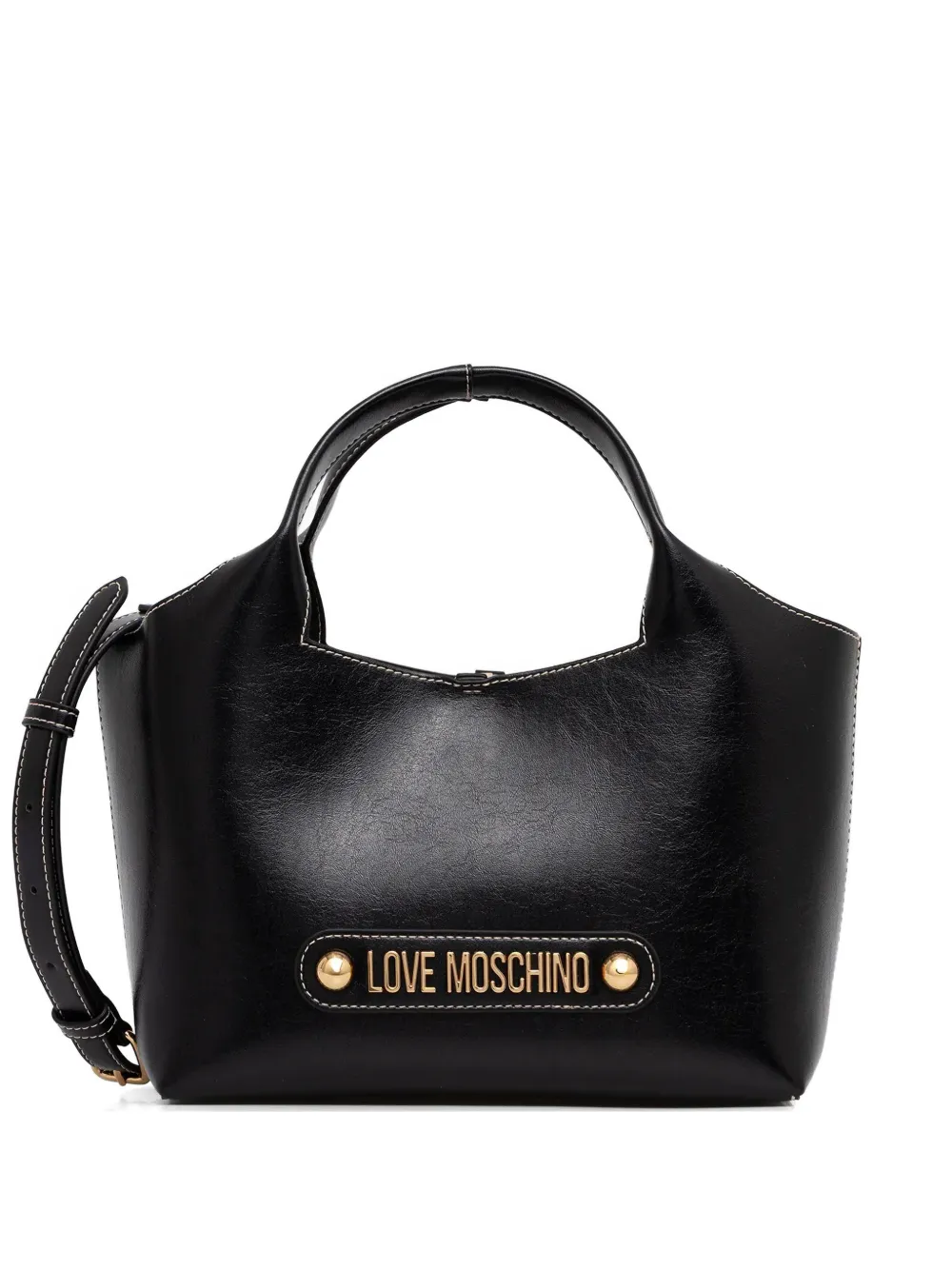 Love Moschino logo-plaque top tote bag - Nero