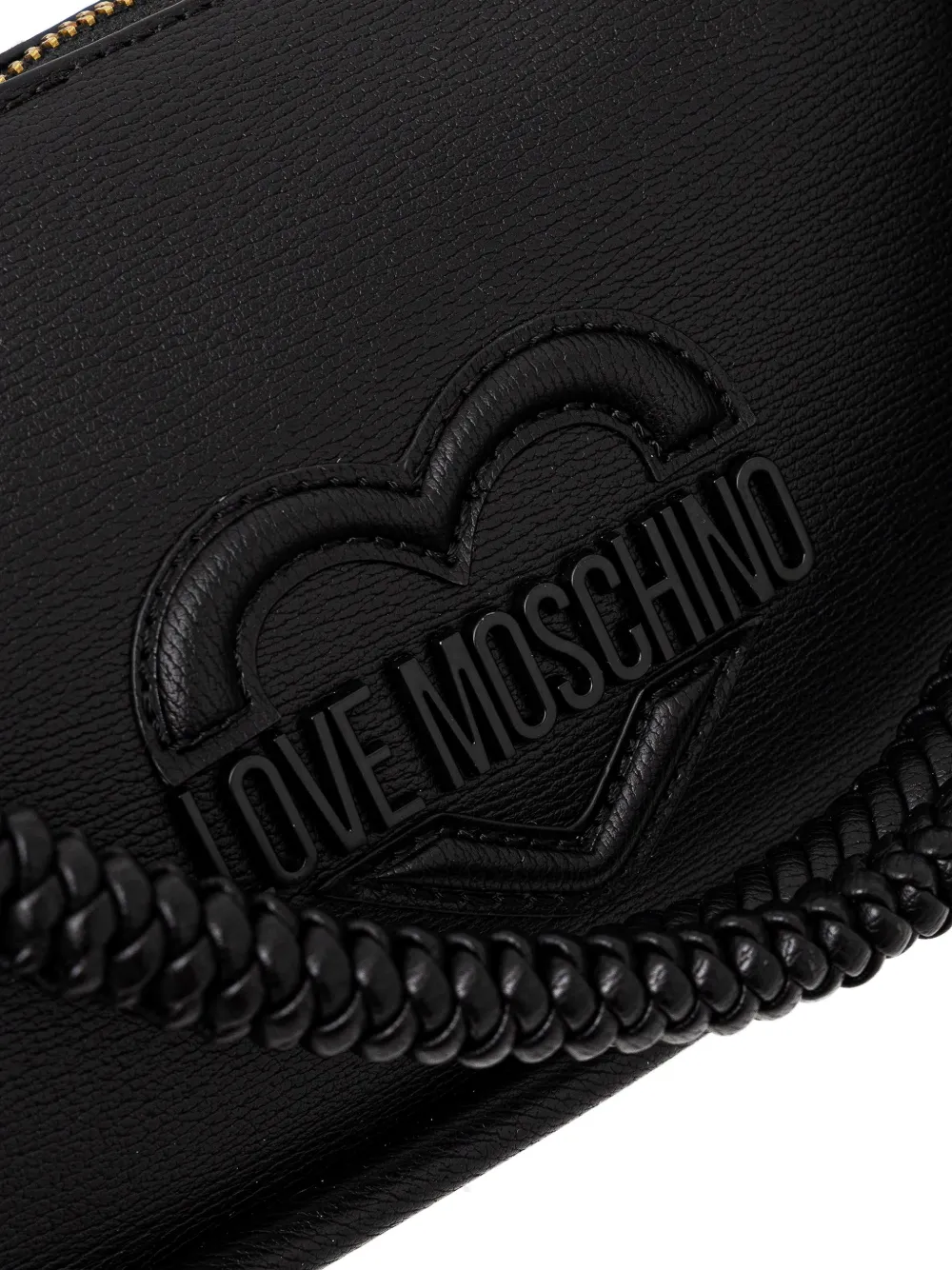 Love Moschino Shopper met gevlochten handvat en logodetail Zwart